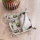 Colourful half-linen bread basket "Owls green"